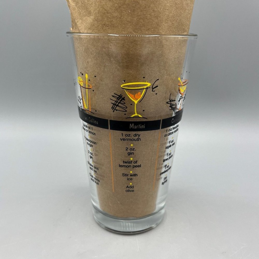 Bartender Mixed Drink Cocktail Recipe Pint Glass Libbey Barware Shaker Glass